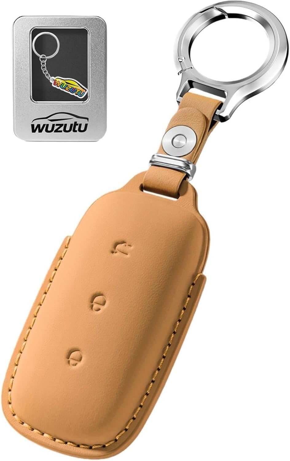 LGBBTI Leather Smart Keyring Holder Shell Protective Case for Remote Key Fob Keychain Cover Automobile Accessories 7 5 8 EX E, Akiyama Chestnut