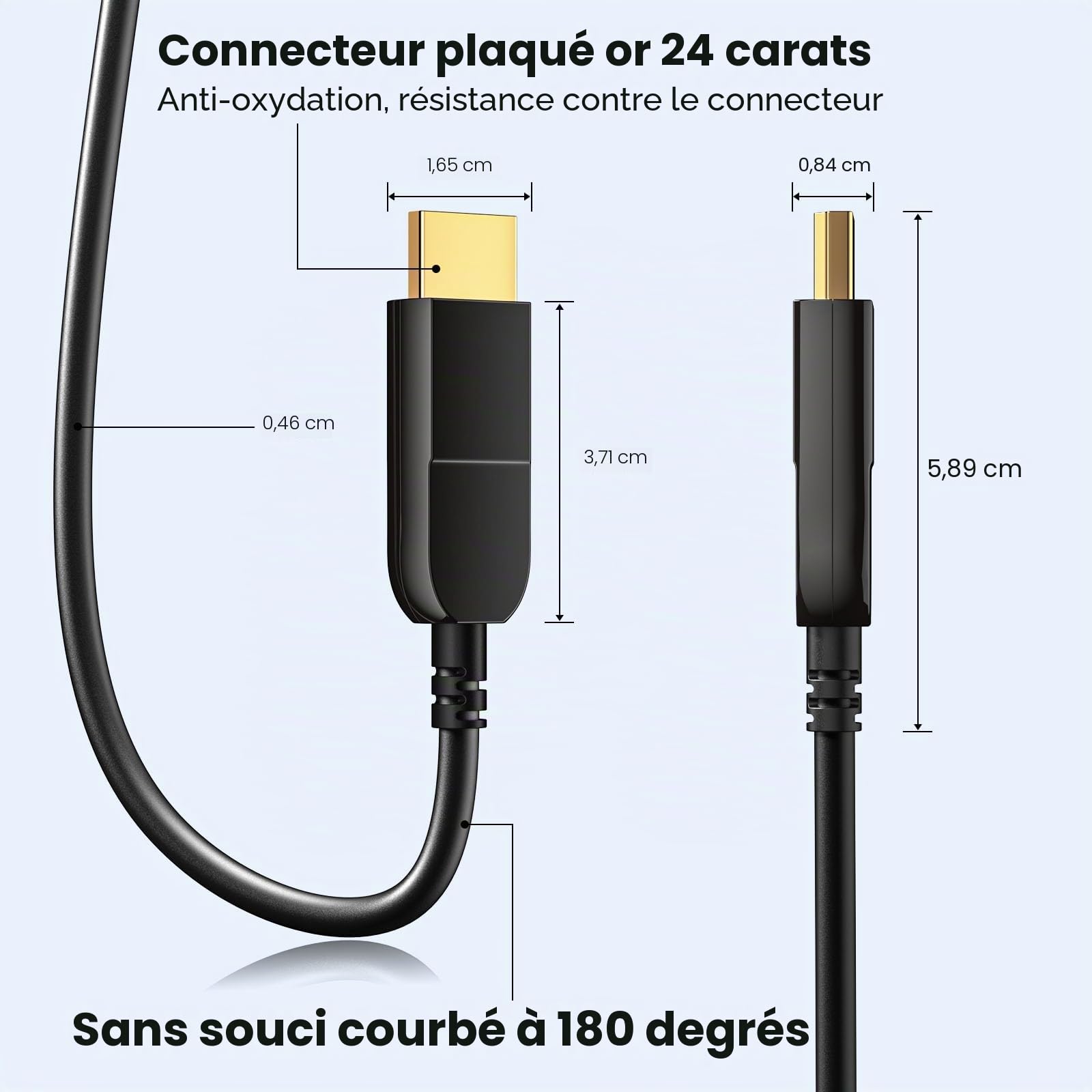 Câble Fibre Optique HDMI 8K 10m, Câble de Fibre Optique Ultra - Rapide HDMI 2.1 48gbps, Prise en Charge 8K@60Hz Et 4K@120Hz HD R Compatible avec Fire Roku Apple HDTV, Moniteur, Projecteur