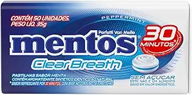 Pastilhas, Mentos, Clear Breath Peppermint, Sem Açúcar, Sabor de Menta - 35g | 50 Unidades