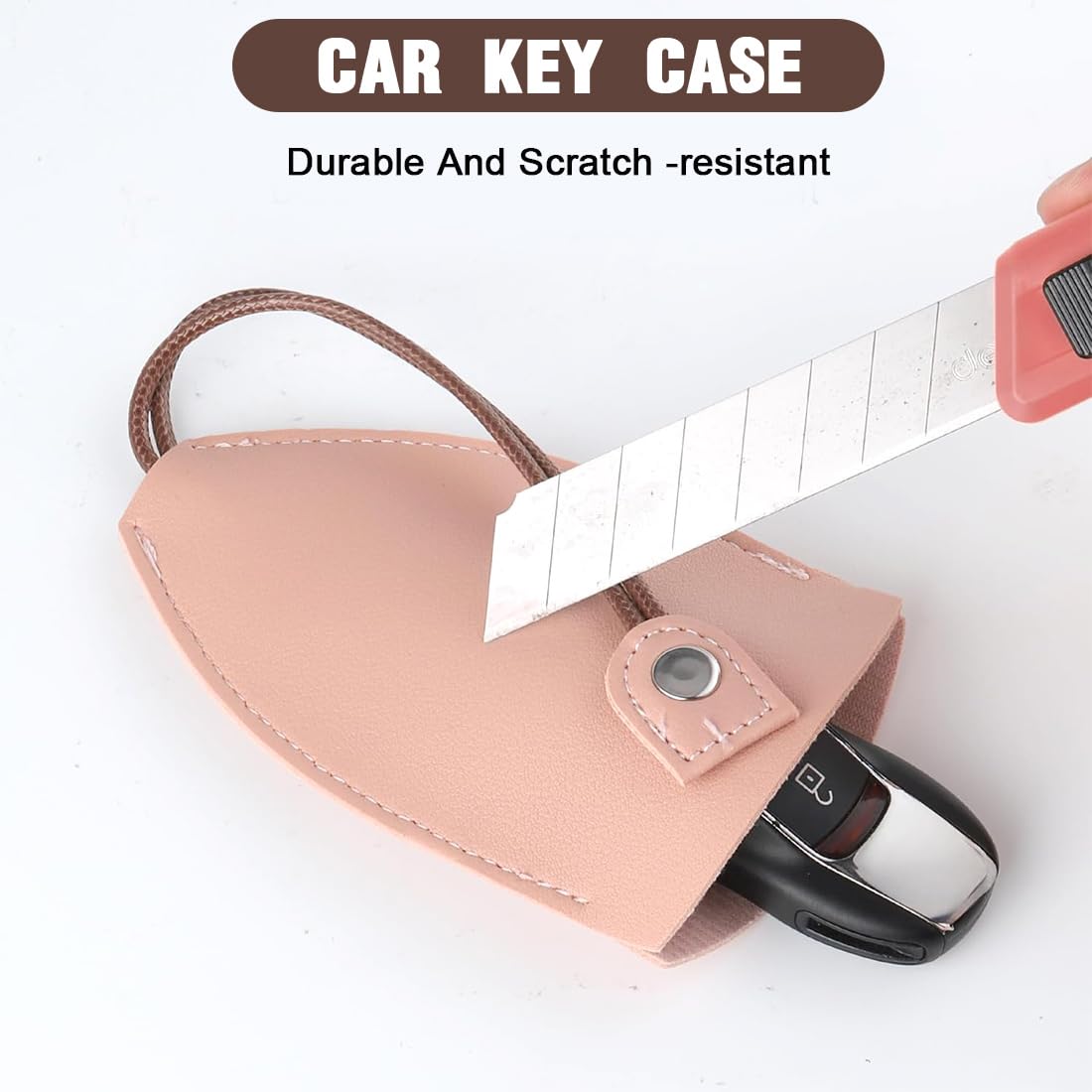 3 Pezzi Cover Chiavi Auto In Pelle PU A Strappo, Portachiavi Protettivo Push-Pull Con Anello Metallico (Coniglio, Rosa, Giallo, Nero) - 3