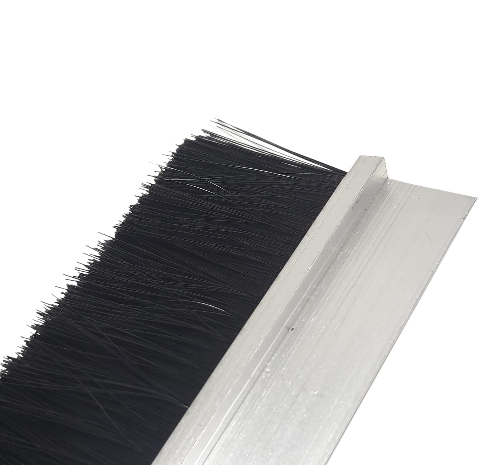 Door Gate Bottom Brush Sealing Draught Excluder Strip Dust Sweep Stopper with Aluminium Plate & Polypropylene Bristles for Weather Stripping Air & Sound Proof (Pack of 3) — image 1