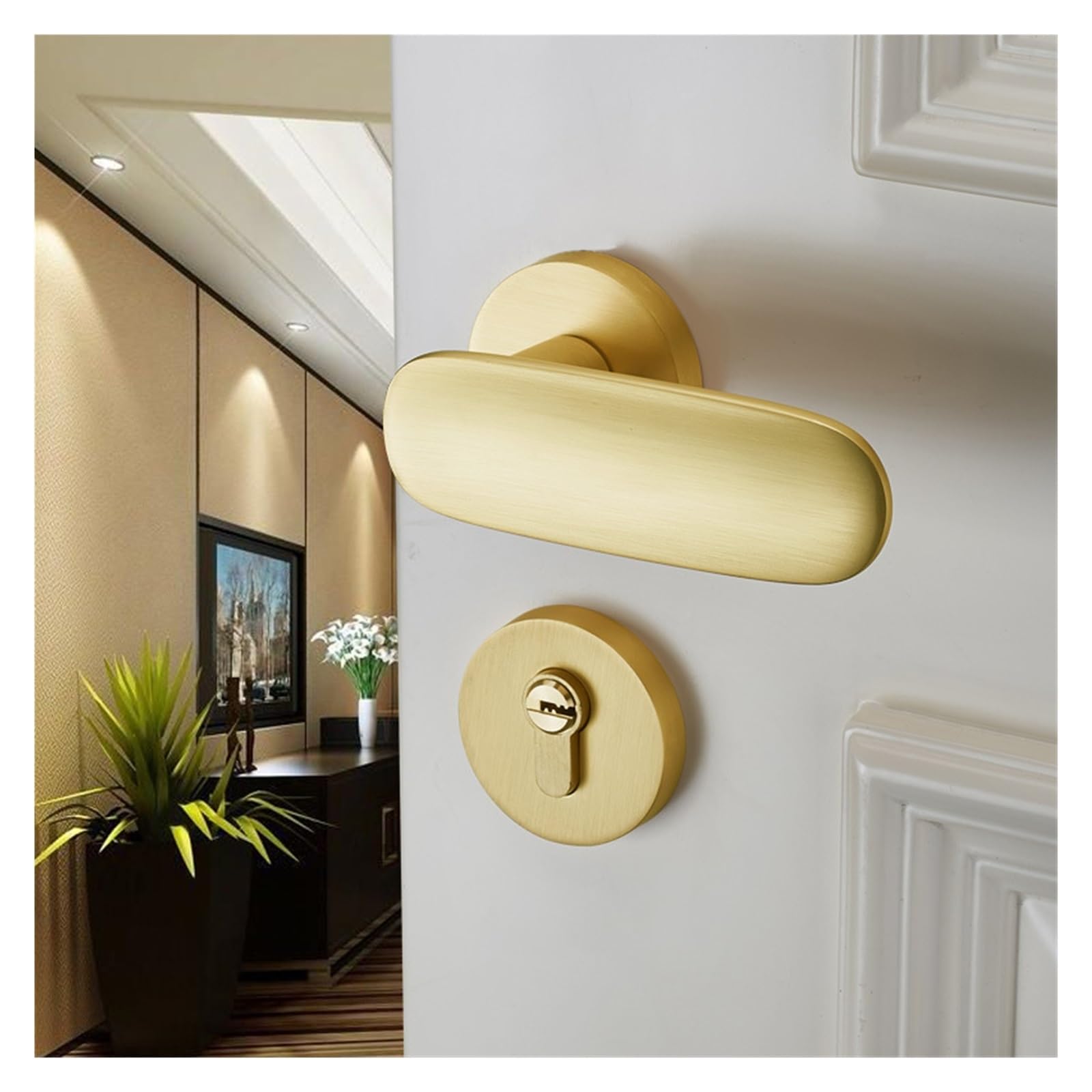 Luksusowy Lekki Magnetyczny Cichy Gra Zamek Drzwi Sypialnia | Sypialnia Luksusowe Lekki Magnetyczny Cichy Szczotkowany Uchwyt Gry(Matt Gold Magnetic 35-50mm)