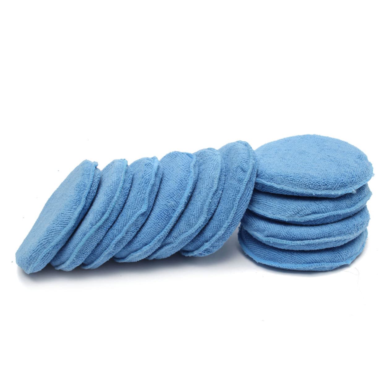 PRETYZOOM 10Pcs Car Wax Sponge Applicator Pads Dual Sided for Efficient Vehicle Cleaning Detailing Durable Blue Waxing Sponges for Valeting