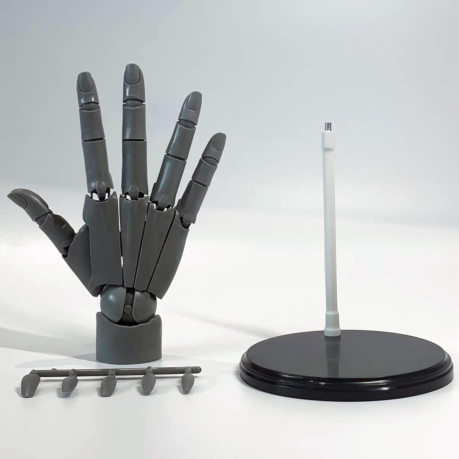 Flexible Right Hand Model, Moveable Artists Manikin Hand Figure for Home Office Desk Decoration, Display, Sketching, Drawing, Painting (Grey)