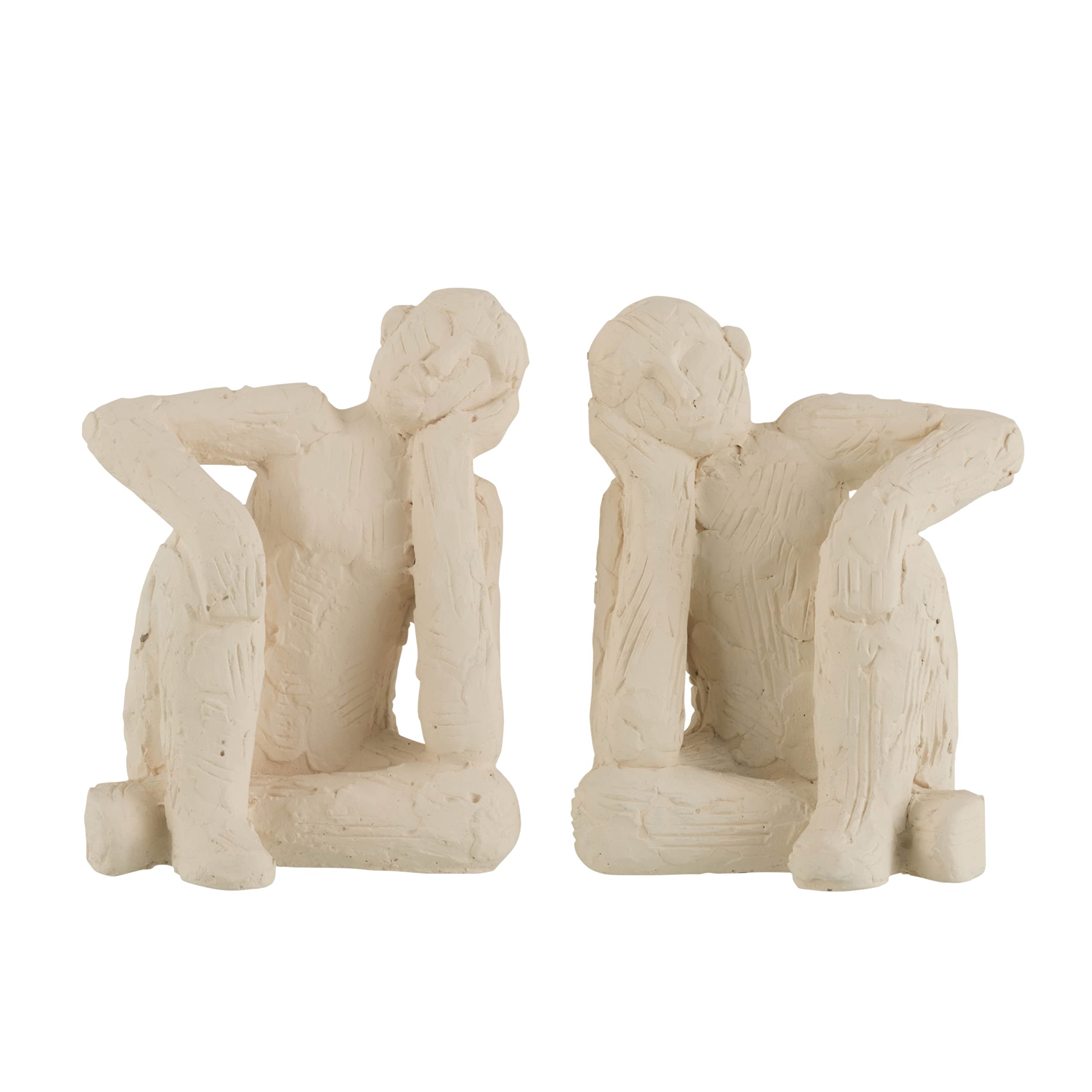 Stop-Livres Hommes Assis en Ciment - Objet Décoratif Haut de Gamme Effet Brut