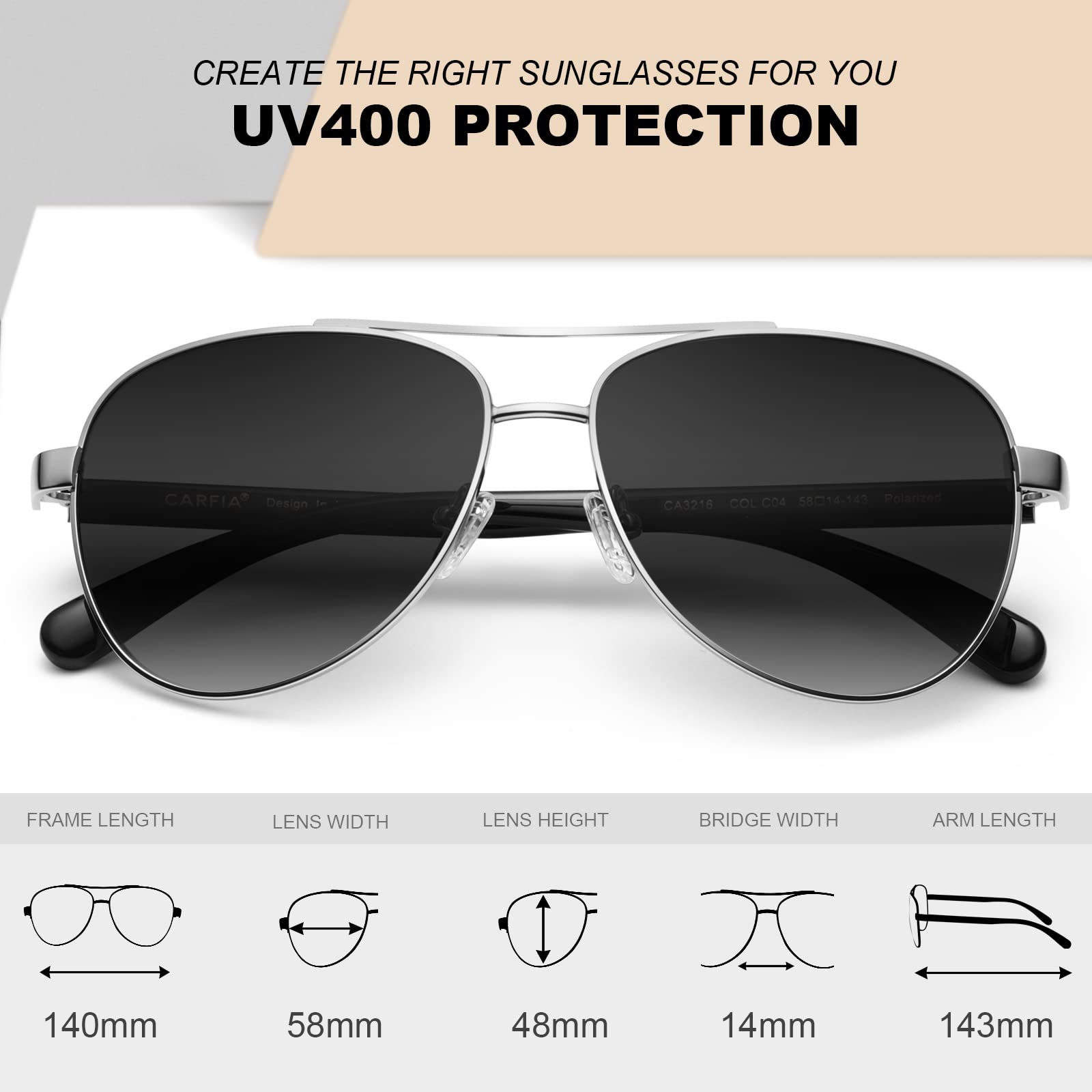 CARFIA Retro polaryzacyjne damskie męskie okulary przeciwsłoneczne UV400 ochrona na zewnątrz jazda sport z metalową ramą, X: Srebrna Ramka Gradient Szary Soczewka, 1