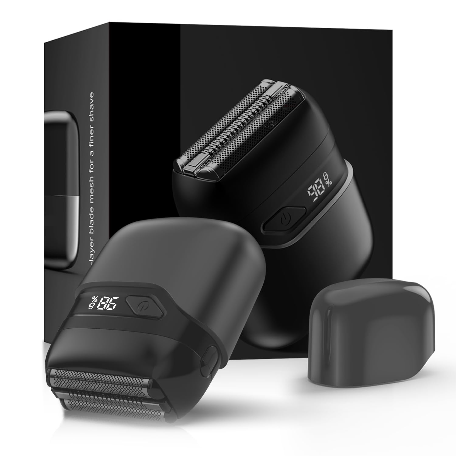 Tulzim Afeitadora eléctrica de aluminio para hombres: maquinilla de afeitar eléctrica inalámbrica para cara y barba, 3 cuchillas flotantes, tiempo de funcionamiento de 100 minutos, carga rápida USB-C