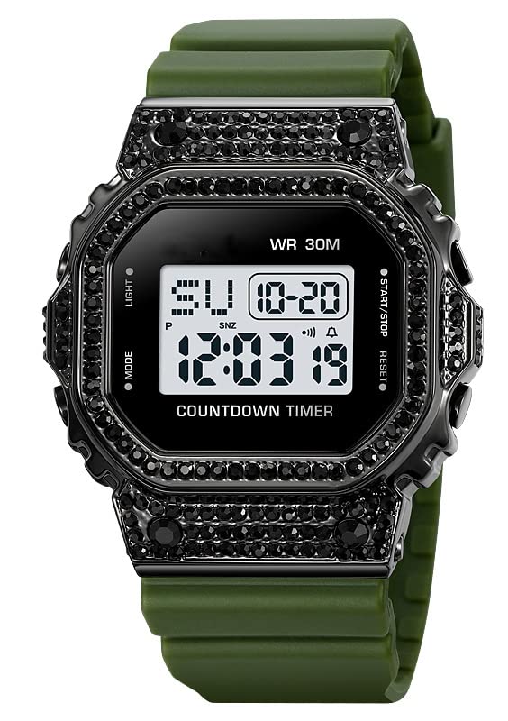 Montre étanche pour running nocturne FANMIS à affichage carré rétroéclairé