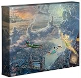 Thomas Kinkade Disney's Tinker Bell and Peter Pan Fly To Neverland 8 x 10 Gallery Wrapped Canvas