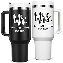 Qtencas Mr and Mrs Gifts, Wedding Gifts for Couples 2026, Mr &amp; Mrs Insulated Tumblers Set, Anniversary Engagement Wedding Gift for Newlyweds Couples Bride and Groom (Black &amp; White)