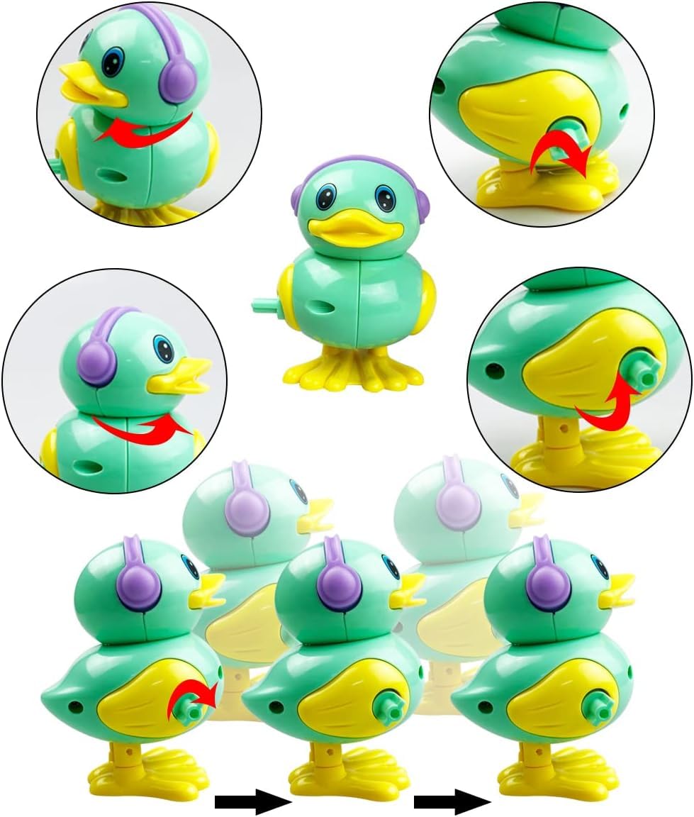 EKKONG 6 Pezzi Giocattoli a Carica di Pasqua, Giocattolo a Orologeria con Ape, Rana, Pulcino, Gufo, Anatra, Coniglio, Set di 6 animali a molla di Pasqua per Bambini