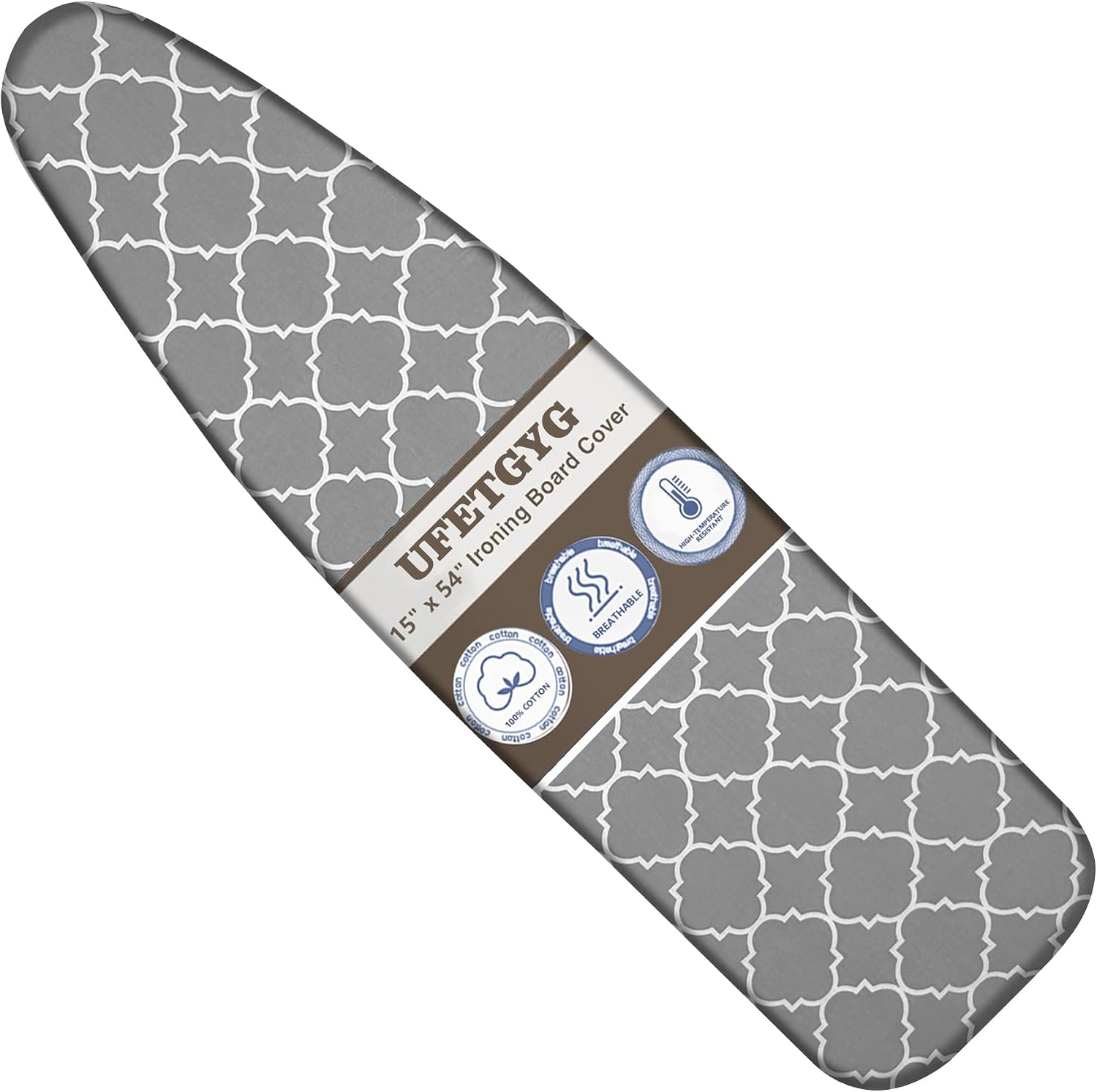 UFETGYG Ironing Board Cover, Full Size Scorch Resistant Padding,15" x 54"Silicone Coating,Elastic Edge, Heavy Duty Iron Pad Covers Standard Boards Printing
