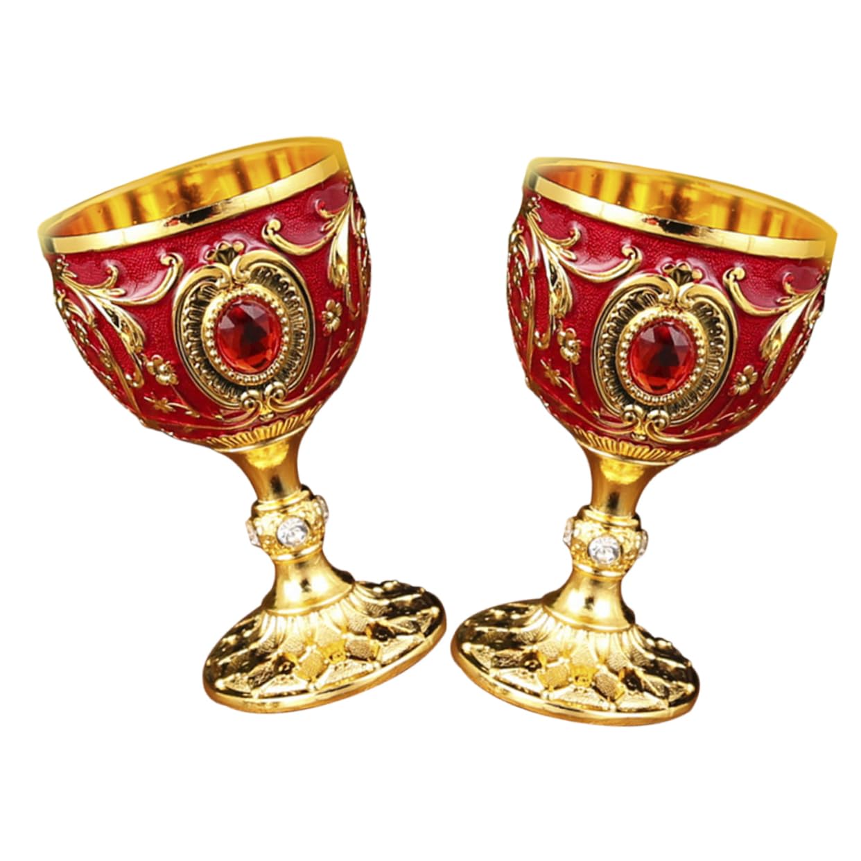 MAGICLULU Copas Medievales 6 Piezas Vaso De Bebida para El Hogar Copa del Templo Copas De Comunion Taza Copa Copa Copas De Vino Copa De Vino Casera Europeo Taza Retro Rojo Aleación De Aluminio