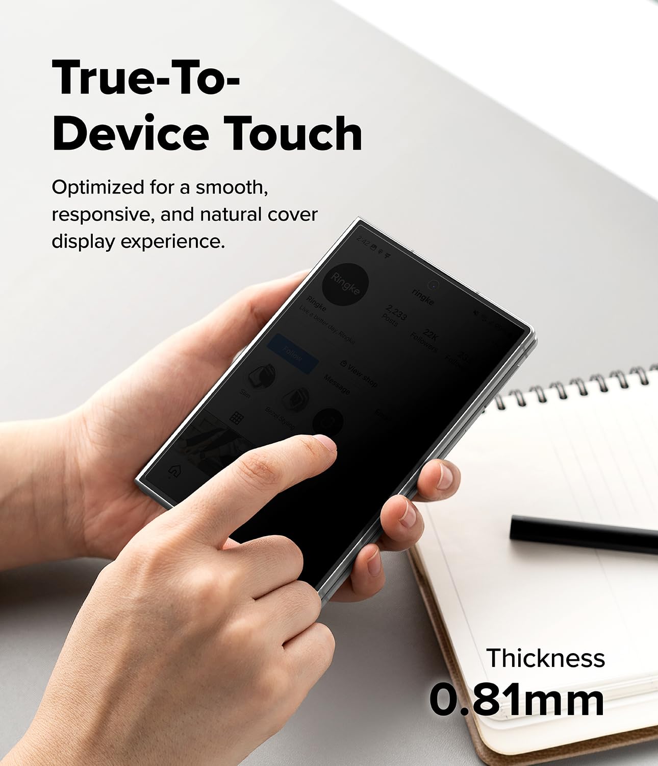 Ringke Easy Slide 360 Privacy Tempered Glass per Pellicola Galaxy Z Fold 8 | 2 pezzi, pellicola, anti-spia, 360 gradi, display frontale, antigraffio, vetro temperato, trasparente, facile installazione