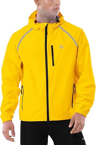 Miniatura 2 de Baleaf - Chaqueta impermeable para hombre, rompevientos, chaqueta de lluvia con capucha, ligera, reflectante, plegable, para correr, ciclismo,