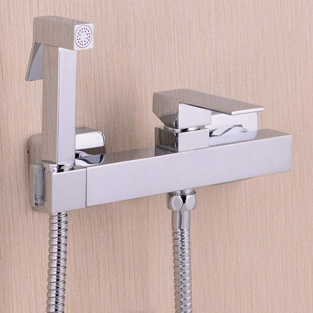 Brass Toilet for Shattaf Bidet + Mixer for hot and Cold Water Valve with Support + Sprayer for Hose