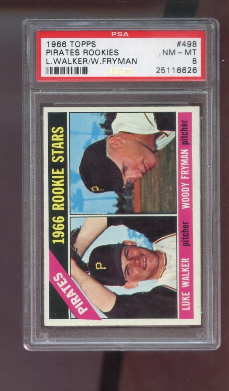 1966 Topps #498 Pirates Rookies Stars Luke Walker Woody Fryman ROOKIE RC PSA 8 Graded Baseball Card MLB Pittsburgh
