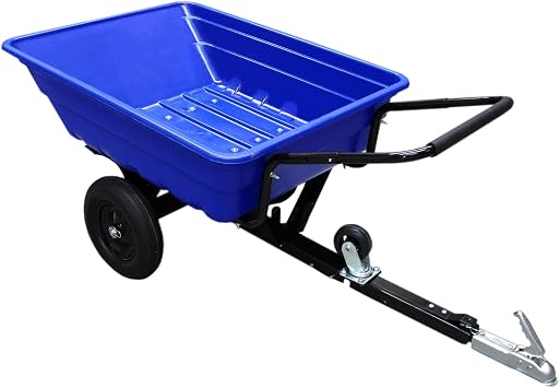 ATV Trailer Garden Transportation Tow Tipping Quad Farm Horses Heavy Duty Tractor Dump Utility Cart Pneumatic Tyres 295kg Blue