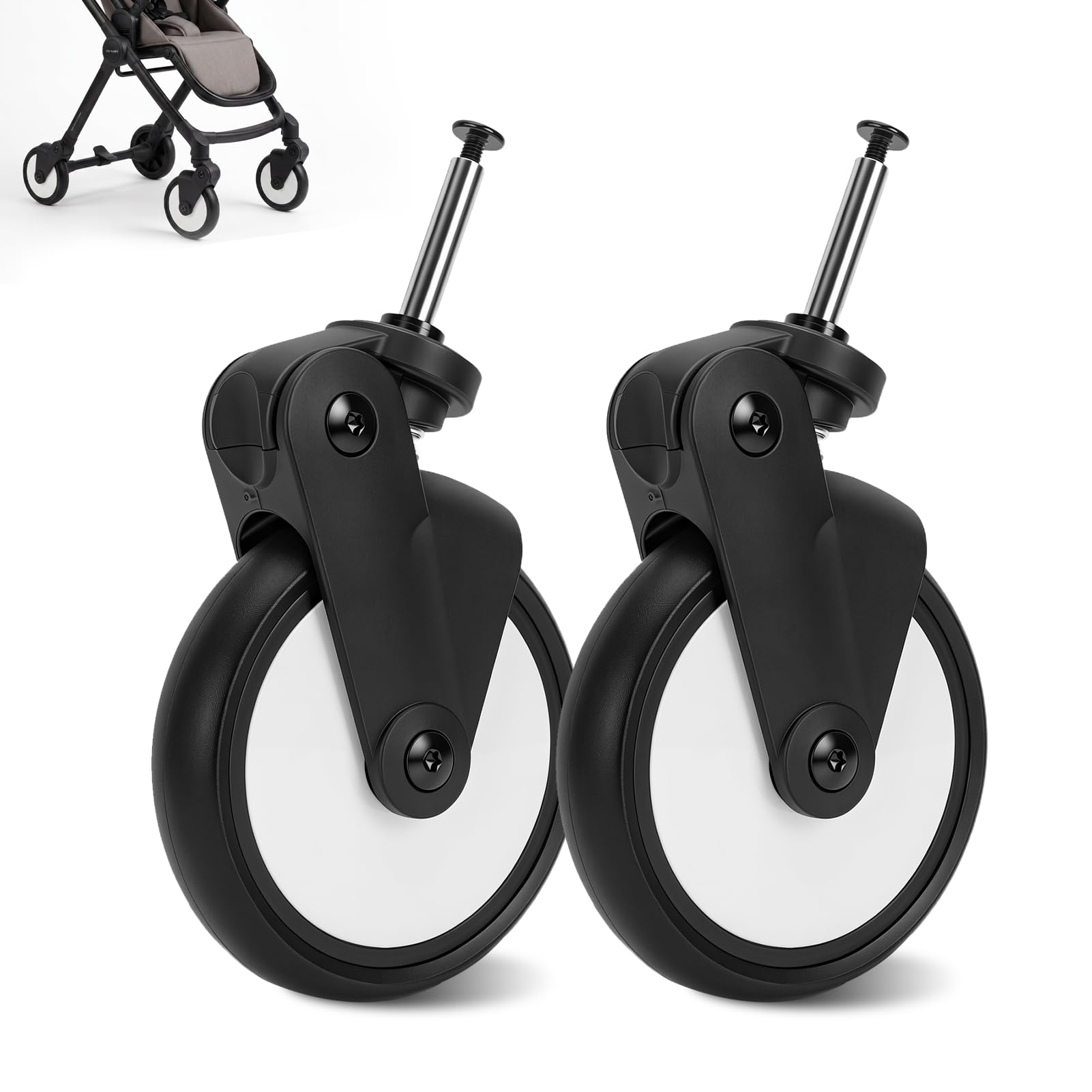 Gugxiom Baby Stroller Wheels Replacement for Yoya Vovo Yoyo, 1 Pair Front