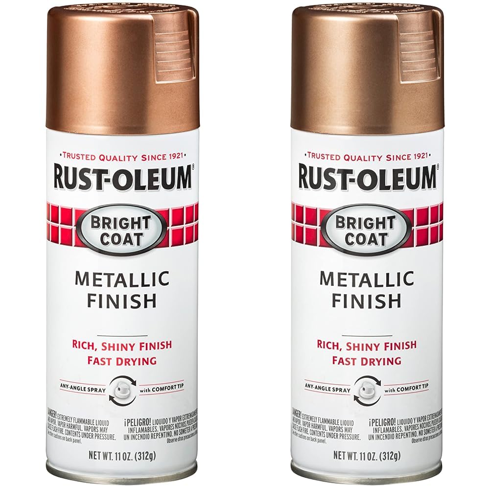 STOPS RUSTRust-Oleum 344733 Bright Coat Metallic Spray Paint, 11 Oz, Rose Gold (Pack of 2)