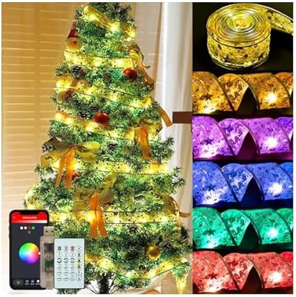 33FT Christmas Tree Ribbon Lights for Christmas Tree