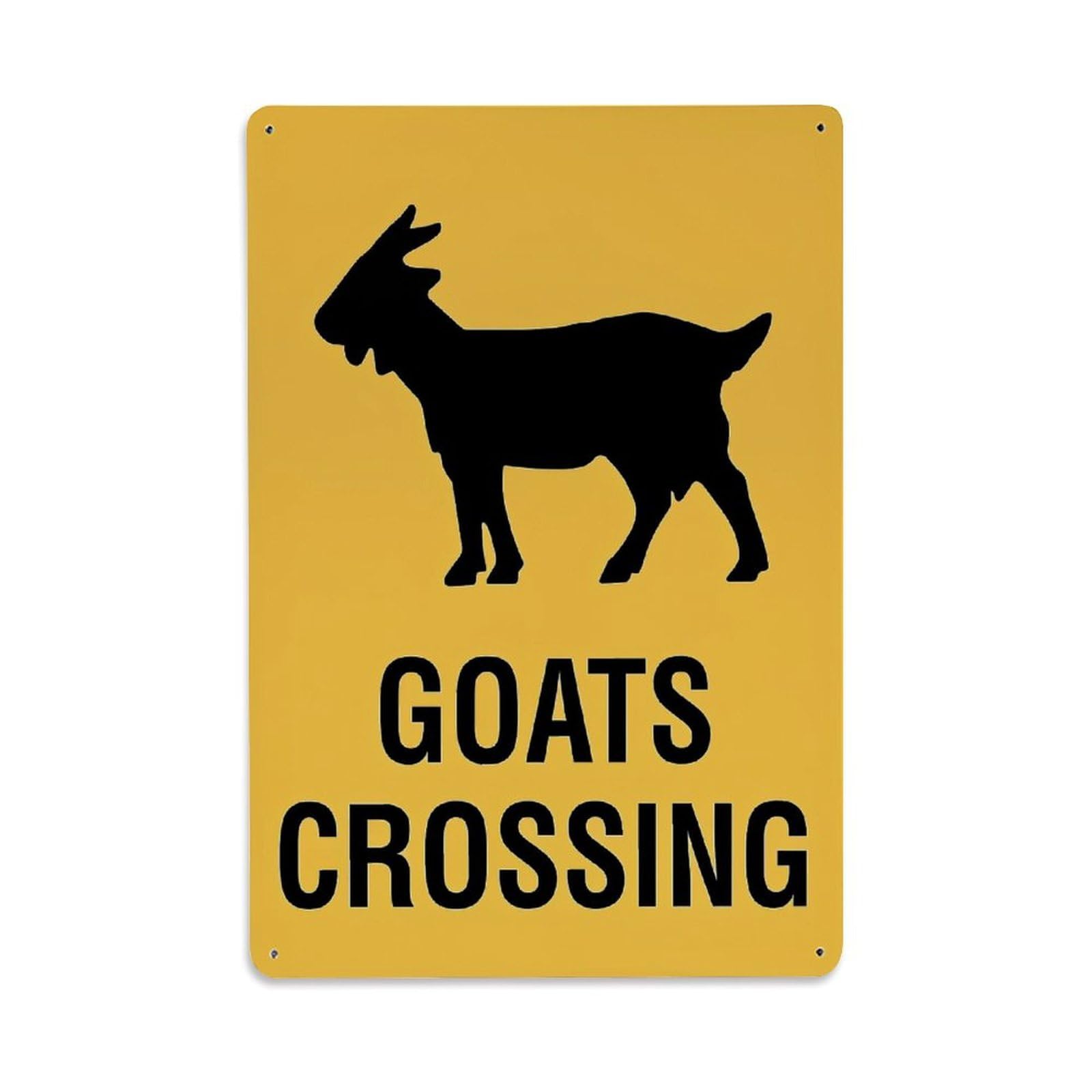 Goat Silhouette Yellow Background Text Retro Metal Tin Sign, Vintage Decor Art Poster for Bar, Home, Man Cave, Kitchen, Laundry Room Gift 8x12Inch