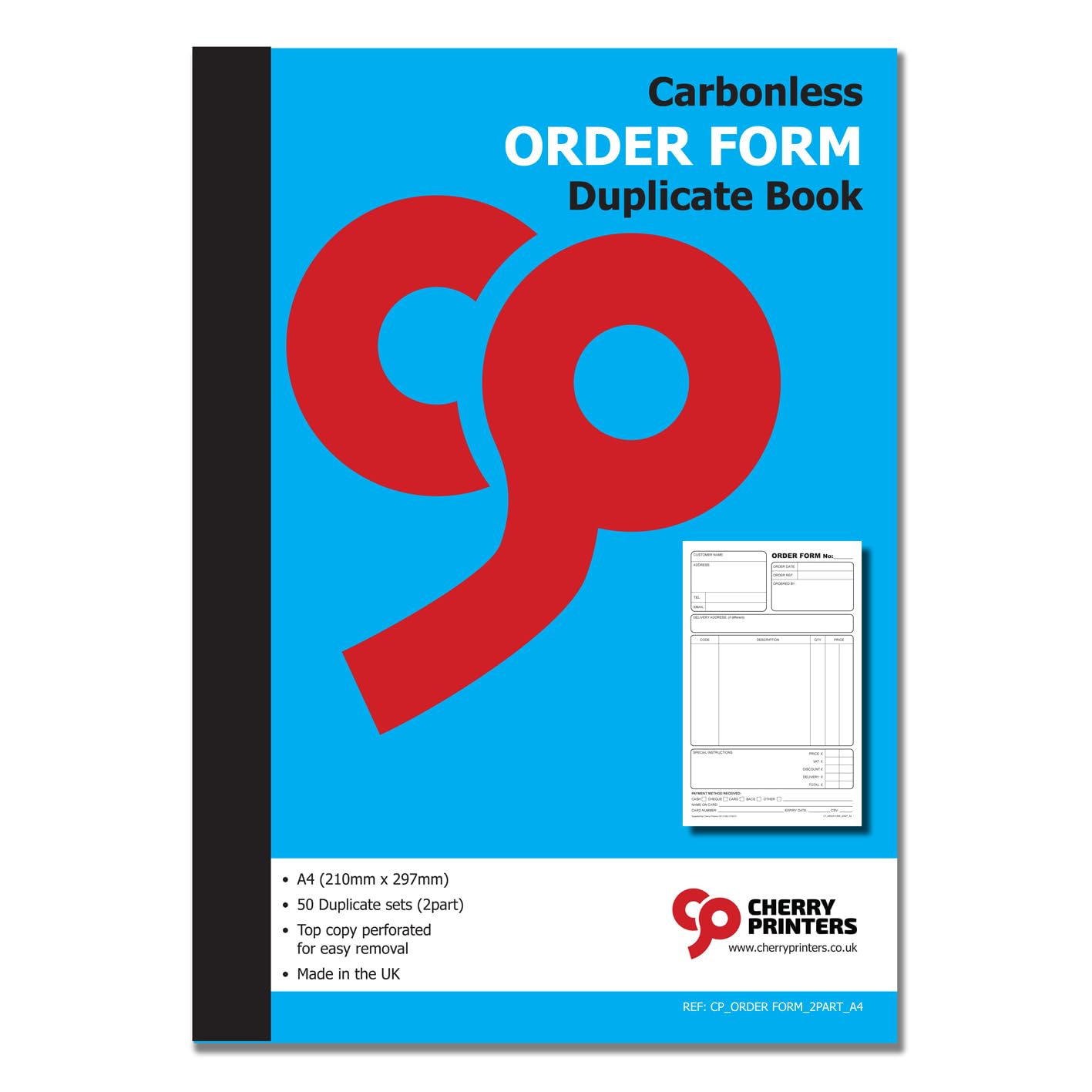 Cherry Printers Carbonless NCR Order Form A4 Duplicate Book | 20 Pack