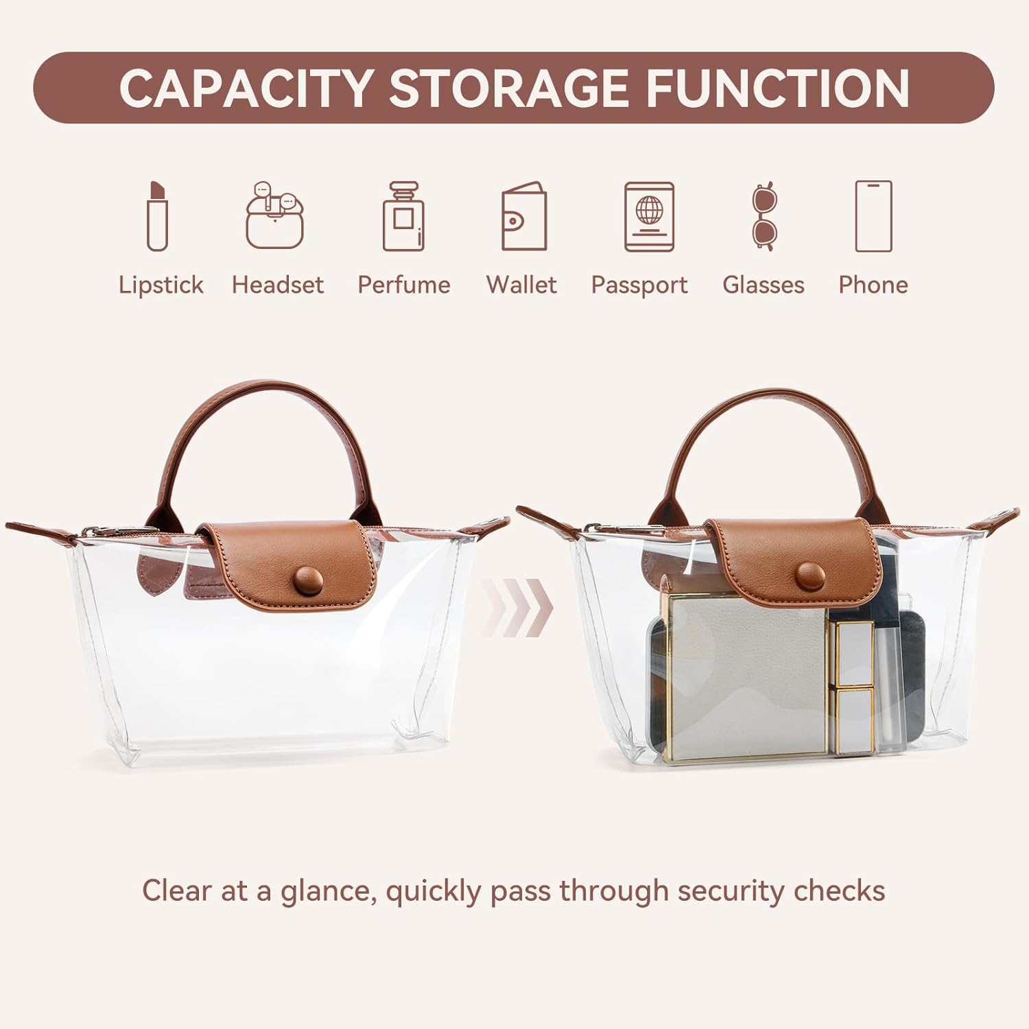 BOSTANTEN Clear Bag for Stadium Approved Small Crossbody Purse Handbags for Concerts Sports Events - Image 5