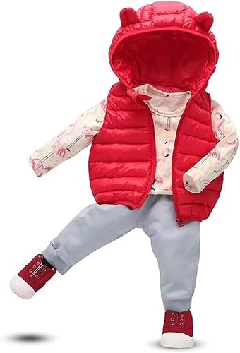 Miniatura 8 de Chaleco sin mangas de invierno para bebé, con cremallera sólida, con capucha y orejas de oso, chaqueta para niños y niñas