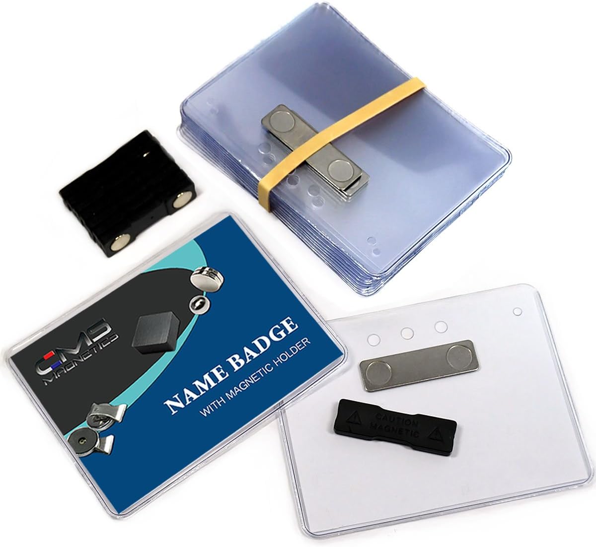 24 Sets DIY Magnetic Name Badges, 3"X4" Premium Plastic Badge Holders and CMS Magnetics BM-2MAG-2 Badge Magnets (3" x 4", 2Mag-2)