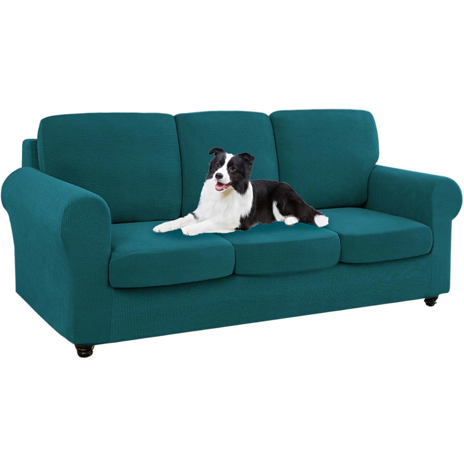 SYLC Ektorp Sofa Cover with Seat Cushions Covers and Backrests Covers Sofa Covers Stylish Stretch Jacquard Couch Slipcover Protector (Teal,LSofa+3 L Seats+3 L Backs)