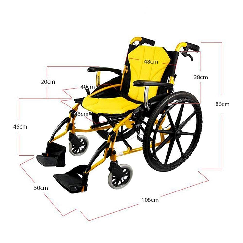 Wheelchairs for Adults, Transporte en Silla de Ruedas, Ligero, Plegable, ergonómico, Manual, absorción de Impactos en 3D