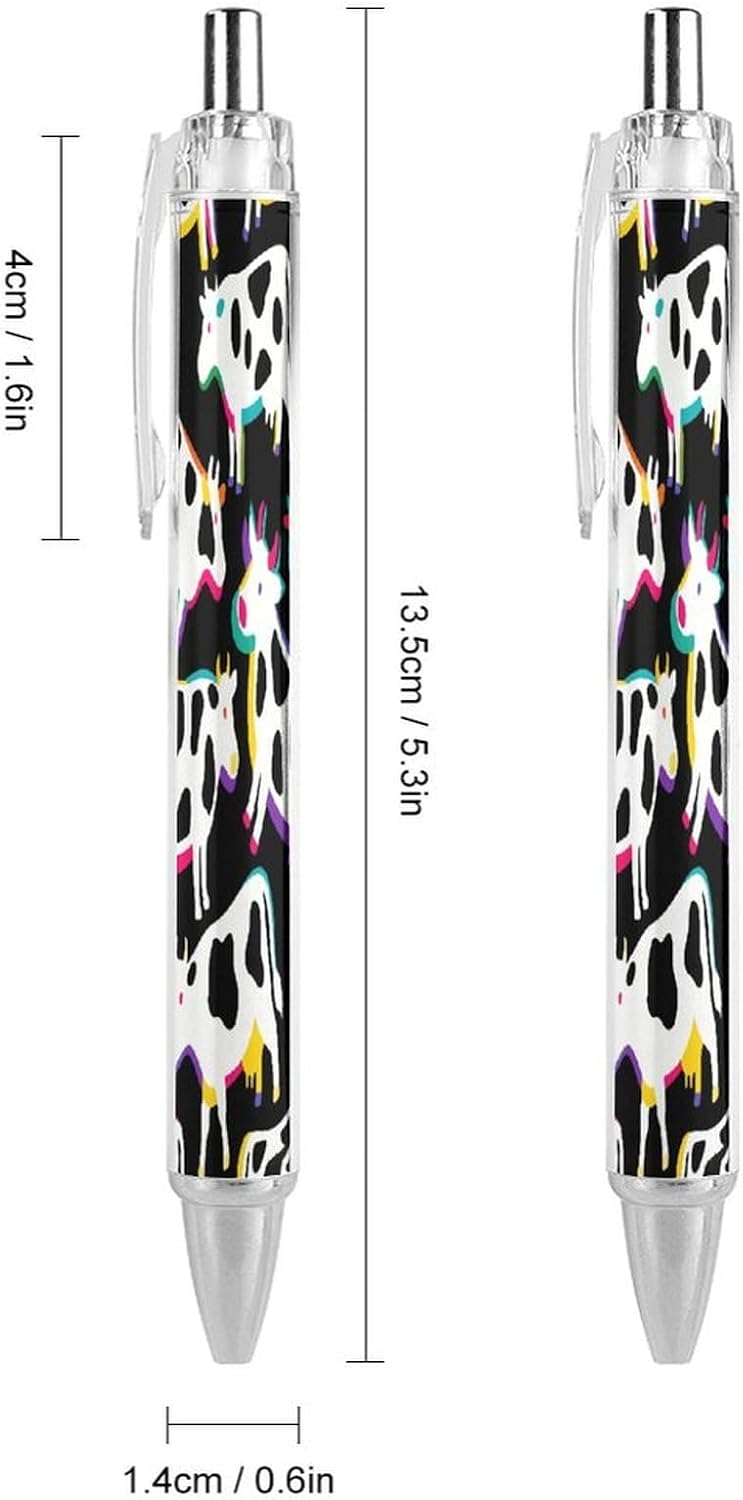 Cow Print Retractable Ballpoint Pen, 0.5mm Fine Point 2 PCS image 2