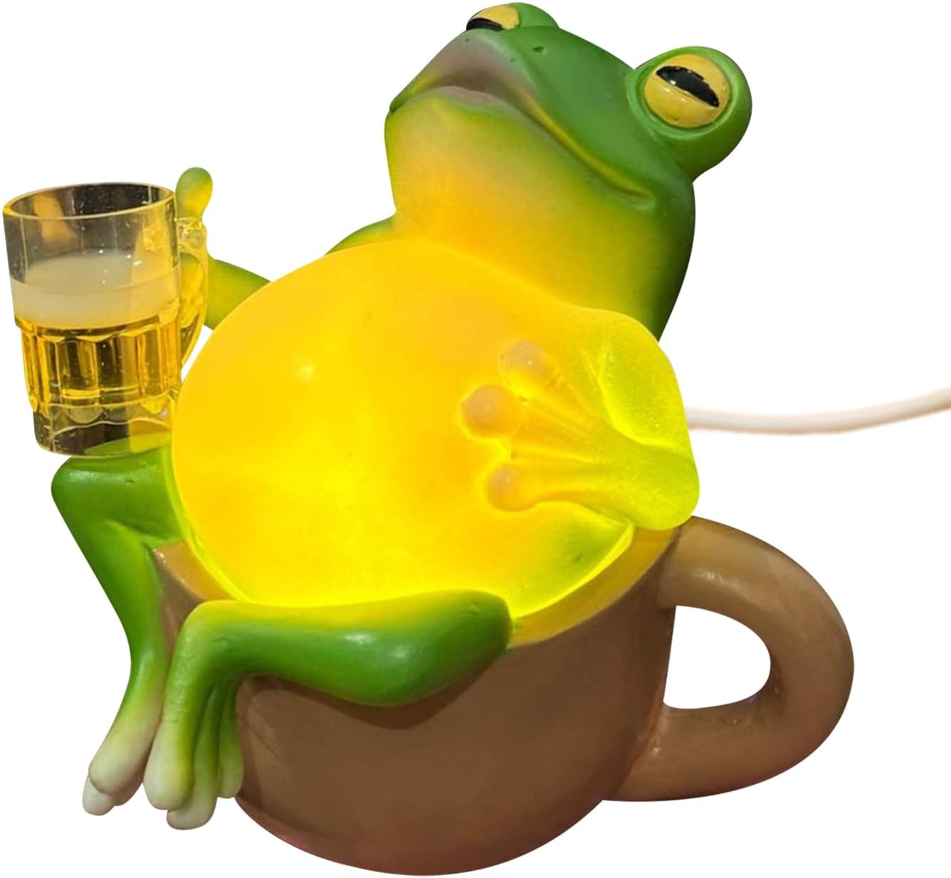 Frog Night Light - Drinking Beer Frog Decor Resin - Fun Night Light Animal Room Decor,for Home Bedroom Living Room Dorm Apartment Kids Christmas Birthday Holiday Party