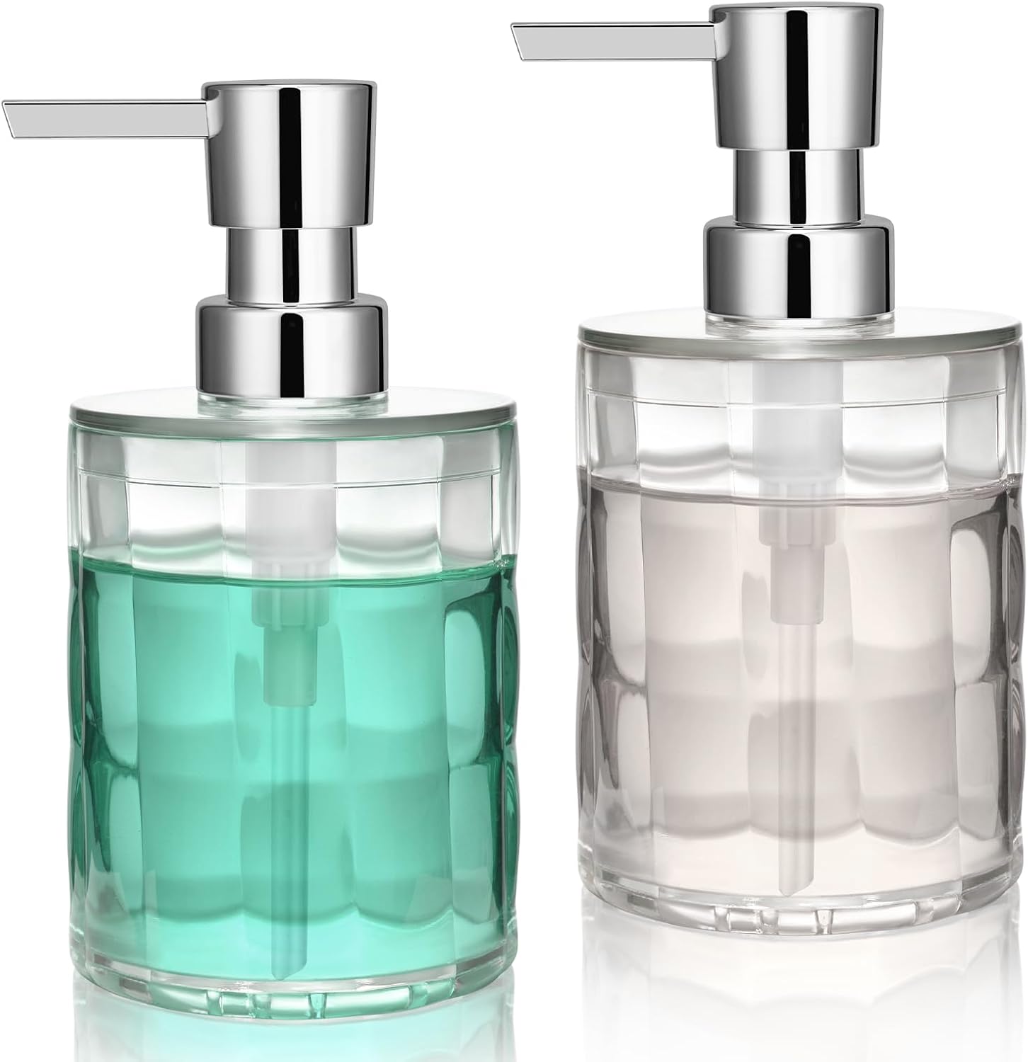 Soap Dispenser Bathroom, Plastic Liquid 13.5oz Kitchen Reusable Soap Dispenser with Pump, Modern Refillable Liquid Soap