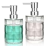 UHEY HOME Soap Dispenser Bathroom, Plastic Liquid 2Pcs 13.5oz Kitchen Reusable Soap Dispenser with Pump, Modern Refillable Liquid Soap