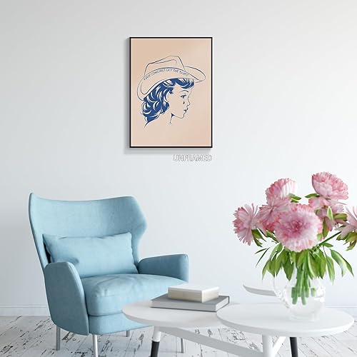 Miniatura 7 de Lienzo decorativo para pared con texto en inglés Even Cowgirls Get The Blues, pósteres retro de vaquera occidental, bonita decoración de pared de