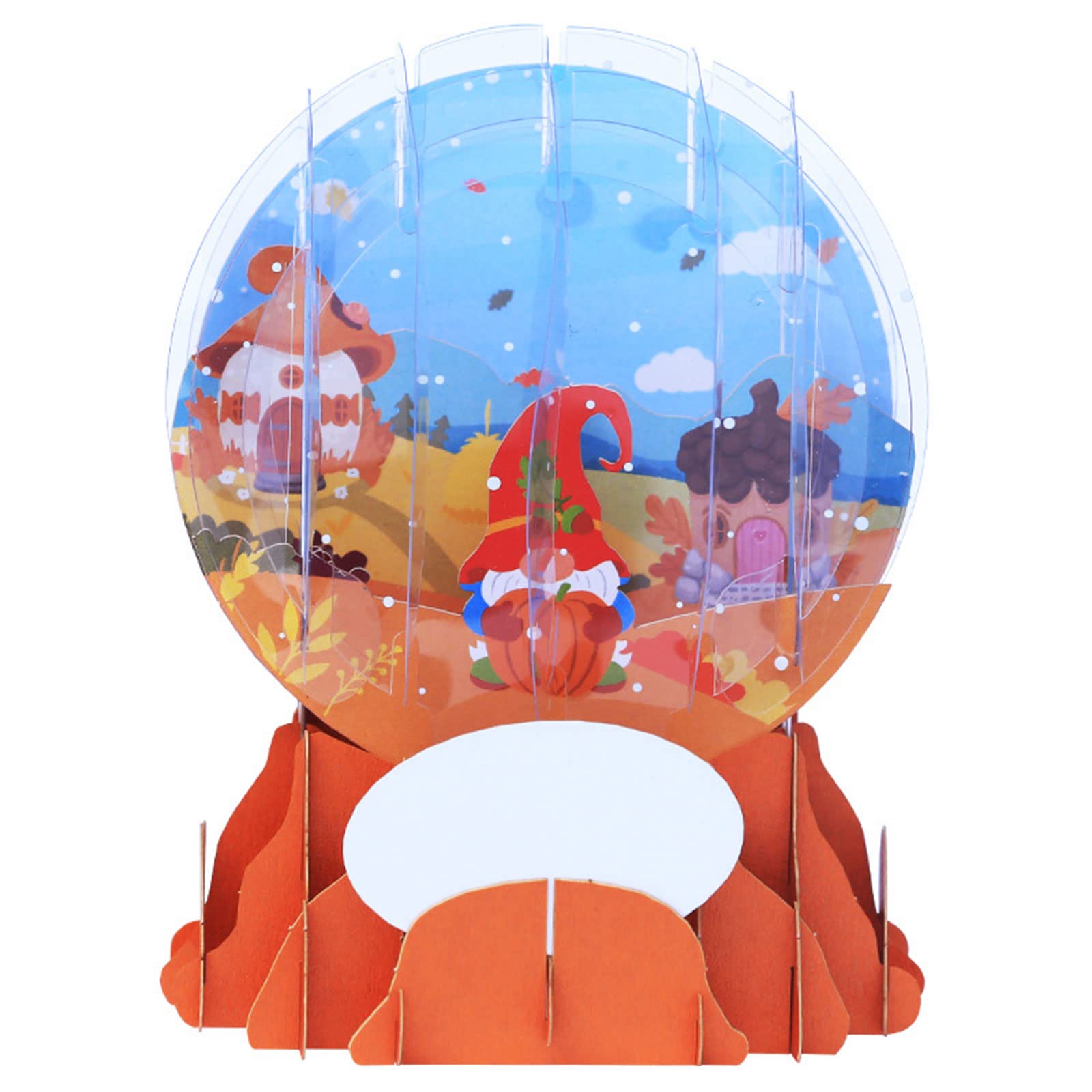 Kalttoy Faceless-Doll Festive Card with Envelopes Thanksgiving Day Greeting Card 3D Crystal-Ball Message Ornament Greeting Cards