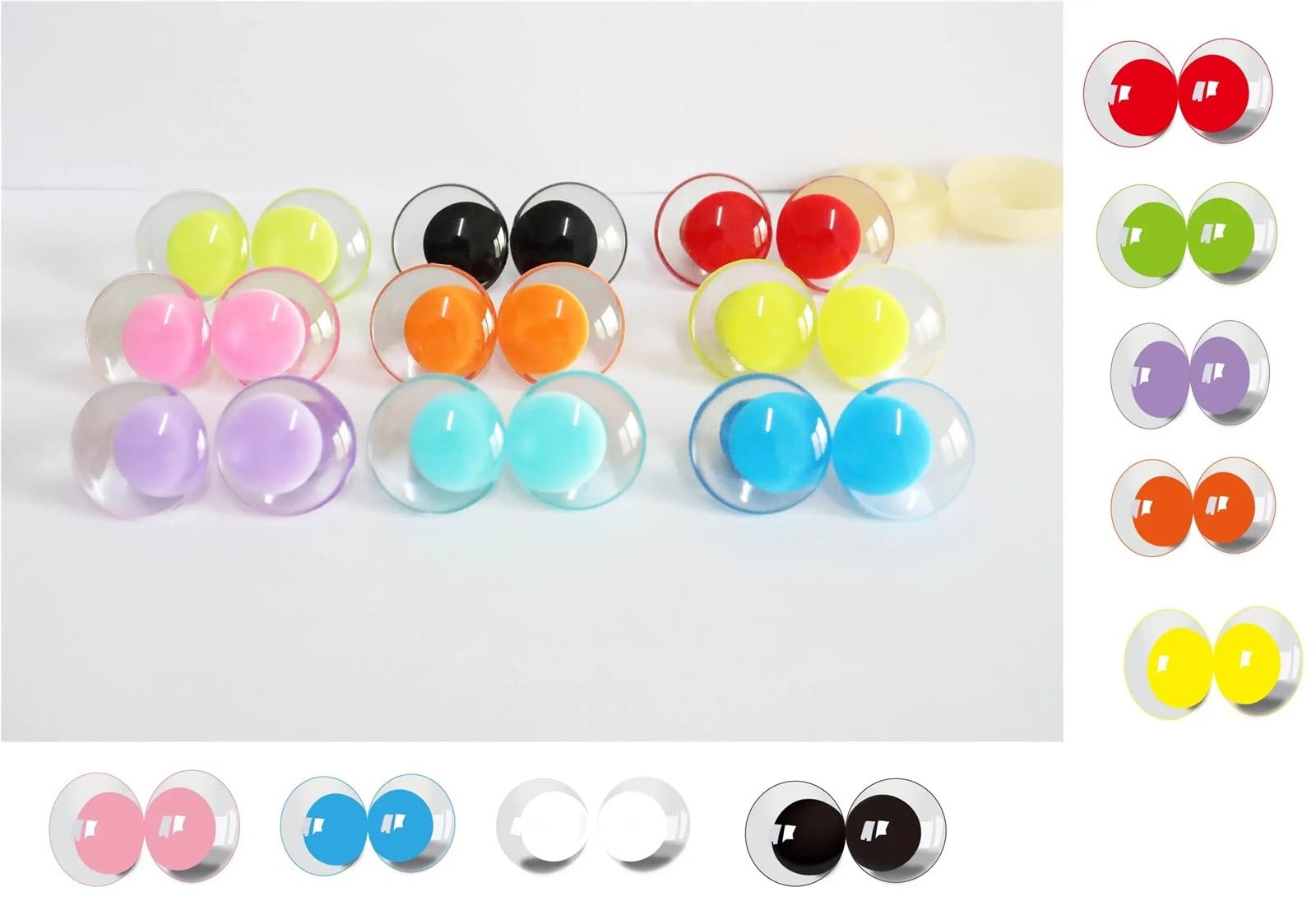 3D-Glitzeraugen für Puppen, 25 mm, 30 mm, runde Pupillenaugen mit weißer