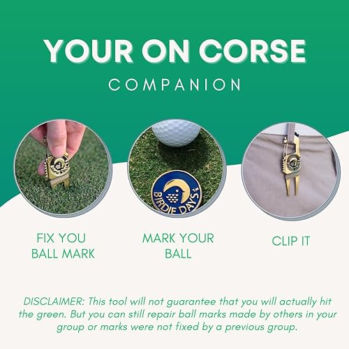 Miniatura 4 de Birdie Days Juego de regalo de marcadores de bola y herramientas magnéticas para división  Acabado plateado antiguo o latón  2 marcadores  1