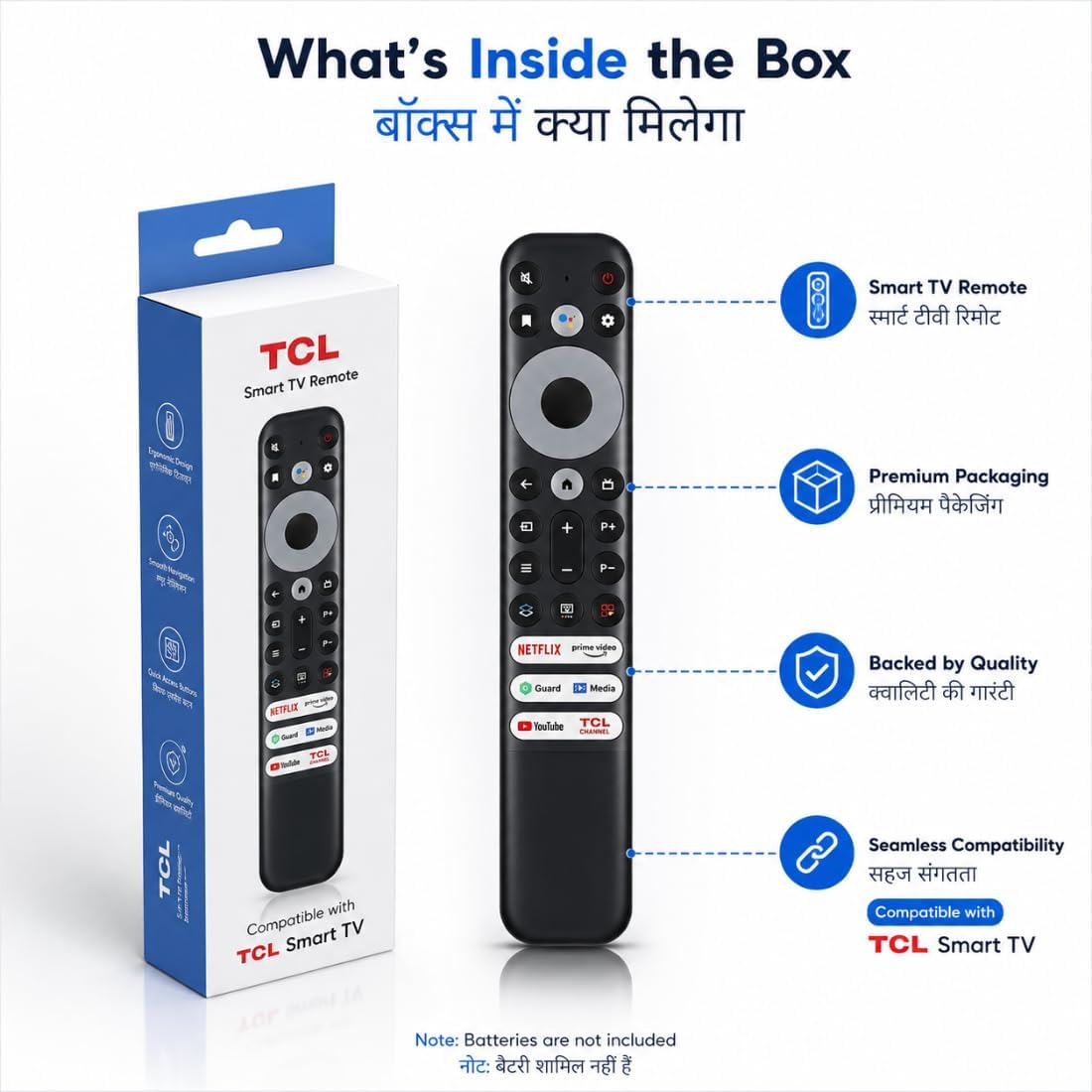 TCL TV Remote Replacement for TCL Smart TV (32/43/55 Inch LED TV) | Compatible with TCL Android & 4K UHD TVs | No Pairing Required | Model 902V — Amazon image 4