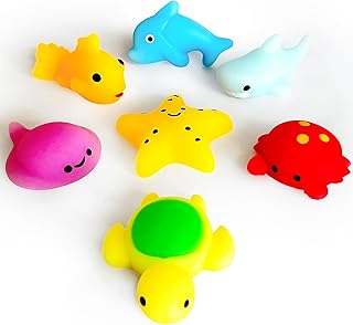 6 Pcs Ocean Sea Animals Mochi Squishy Toys, Kawaii Squishies Mini Squishy Toys for Kids Party Favors, Marine Life Fidget Toys Bulk for Kids Prizes, Goodie Bag Stuffers, Squeeze Toys