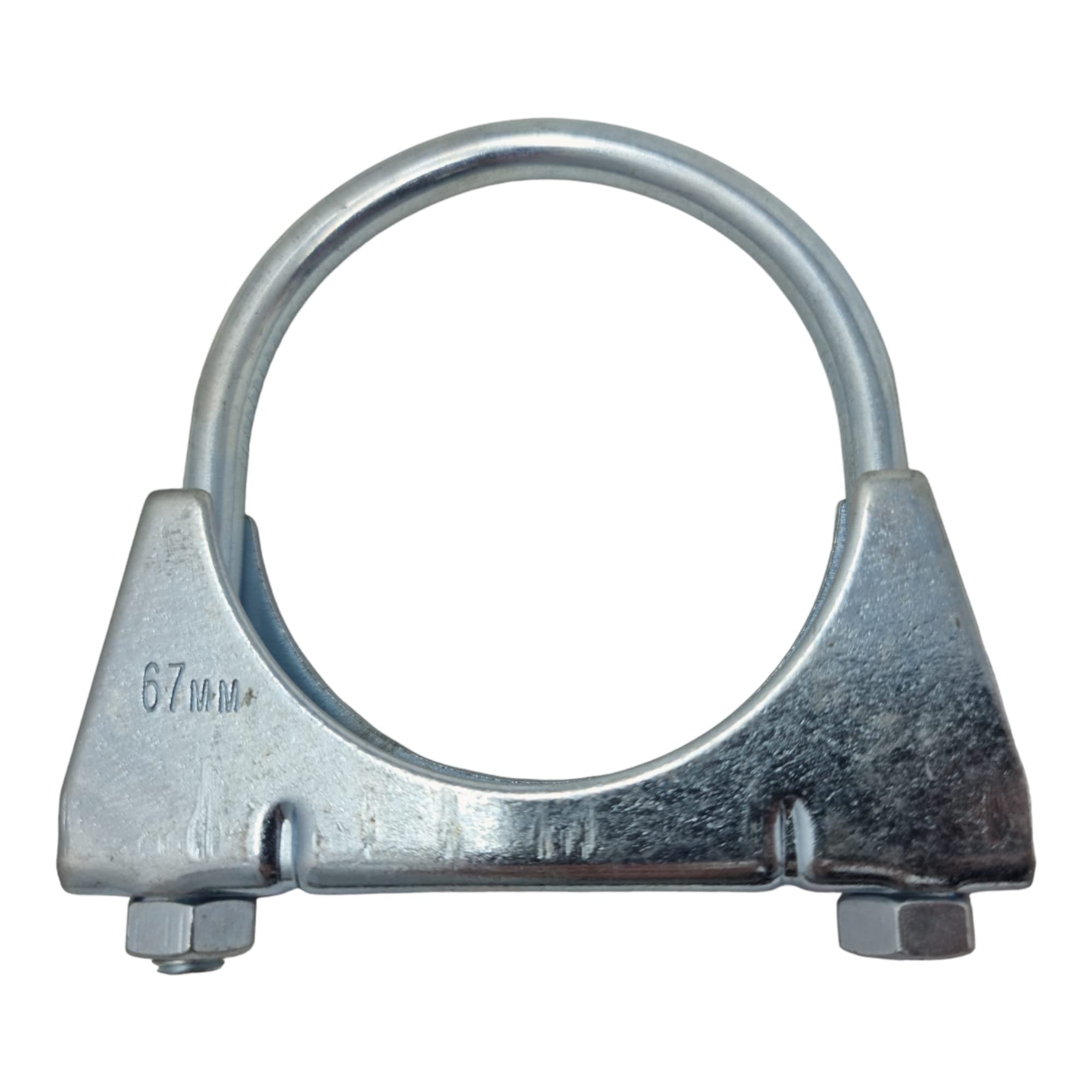 67mm Universal U Bolt Exhaust Clamps - Heavy Duty Clamp & Nuts (Pack of 2)