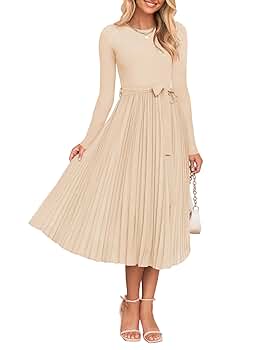 ZESICA Women's Fall Long Sleeve Midi Dress 2025 Casual