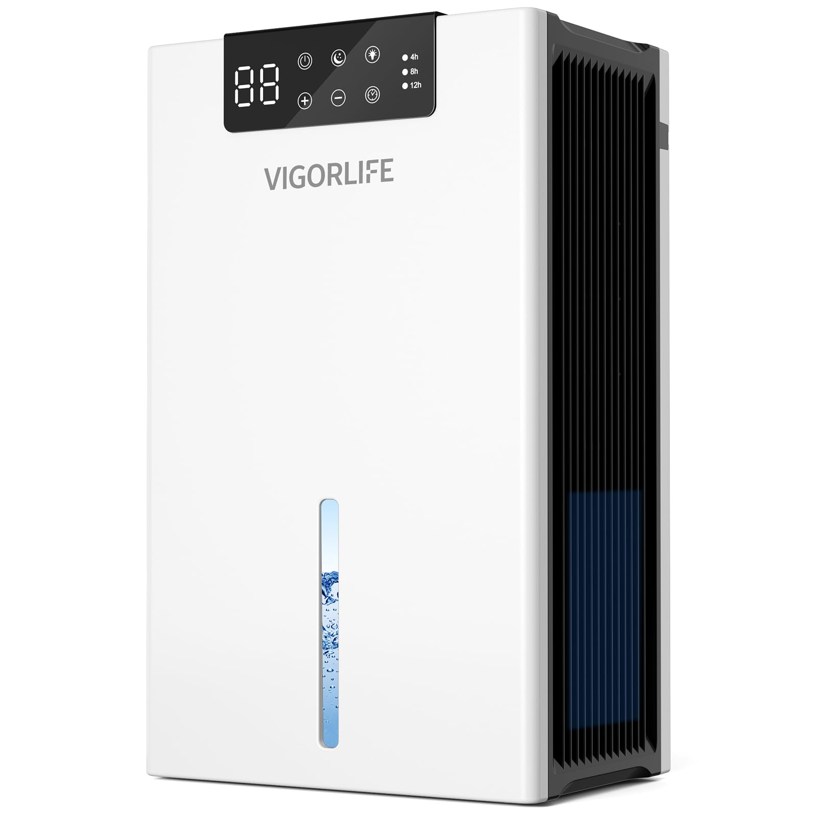 Deumidificatore elettrico, silenzioso, 2800 ml, con sbrinamento automatico, timer e display LED, 7 colori, assorbitore di umidità per casa, guardaroba e ripostiglio (Bianco)