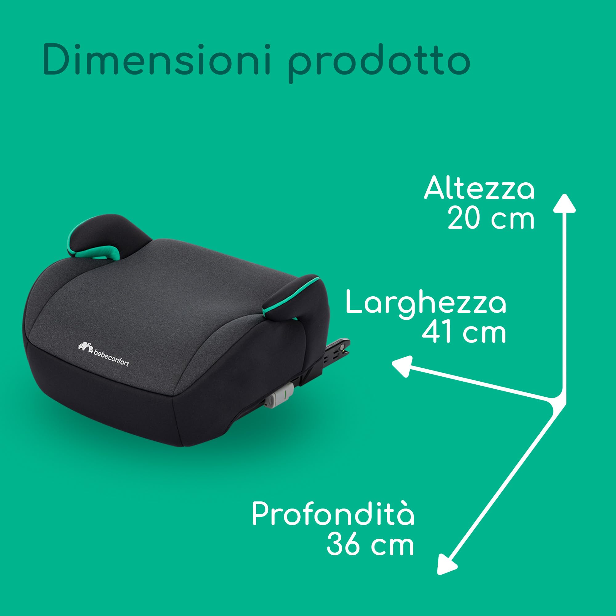 Bebeconfort Manga i-Fix Rialzo Auto per bambini, Seduta auto bambini, seggiolino auto isofix gruppo 3 per Bambini 128-150 cm, dai 6 ai 12 Anni (22-36 kg), Tinted Black