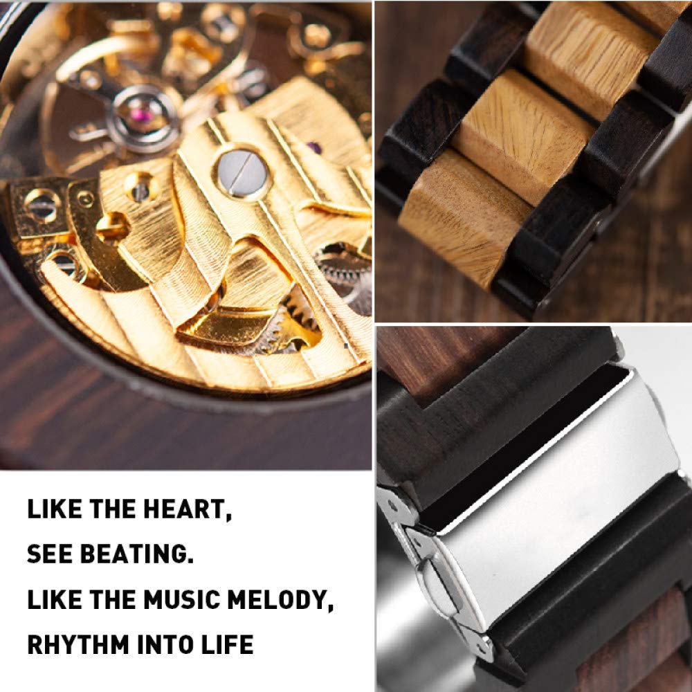 Reloj de madera de madera mecánico reloj de los hombres automático Steampunk reloj para hombre esqueleto relojes bronce transparente vintage deporte reloj masculino