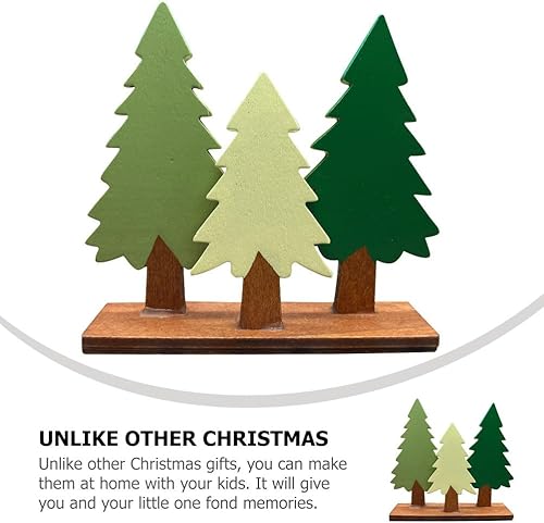 Miniatura 8 de Decoración de escritorio de pino de madera verde, 3 piezas de mini árboles de Navidad para la oficina en casa y decoración navideña, decoración
