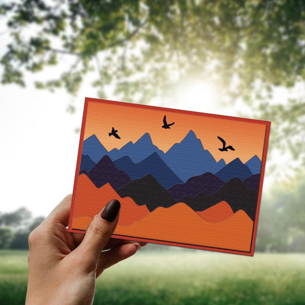 Overlay Mountain Forest Cutting Dies Card Making Metal Die Cut Stencils Scrapbooking Embossing Template Dies Supplies for DIY Paper Invitation Craft Photo Albums Gift Greeting Card Decor