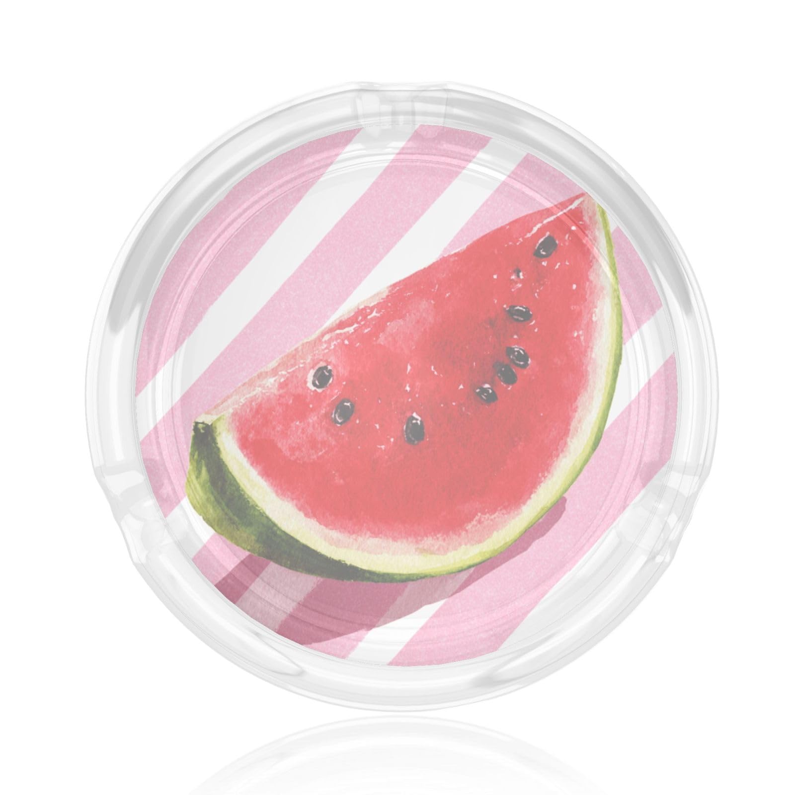 Watercolor Single Slice Of Watermelon Pink Stripes Glass Ashtray For Cigarettes Ash Trays Case For Home Office Decor